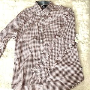 Men’s Nautica Plaid red Button up dress shirt